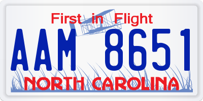 NC license plate AAM8651