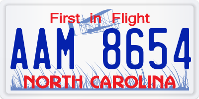 NC license plate AAM8654