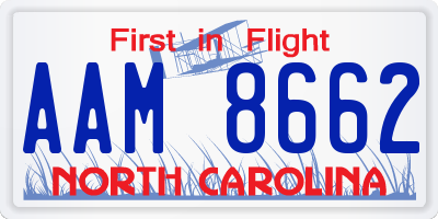NC license plate AAM8662