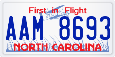 NC license plate AAM8693