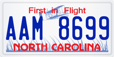 NC license plate AAM8699
