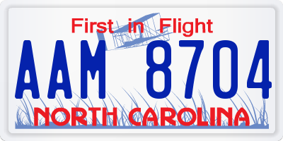 NC license plate AAM8704