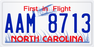 NC license plate AAM8713
