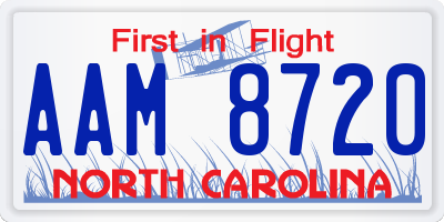 NC license plate AAM8720