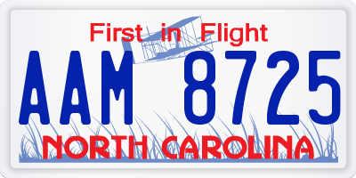 NC license plate AAM8725