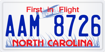 NC license plate AAM8726