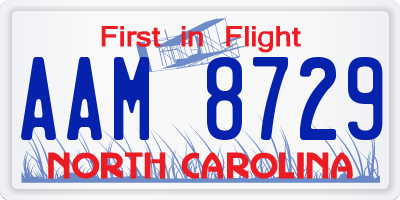 NC license plate AAM8729