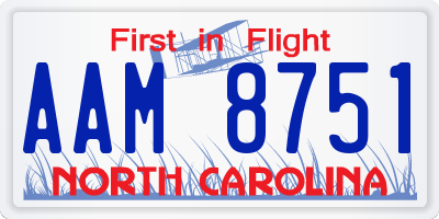 NC license plate AAM8751