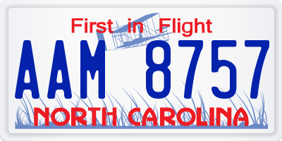 NC license plate AAM8757