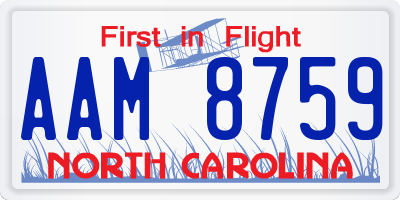 NC license plate AAM8759