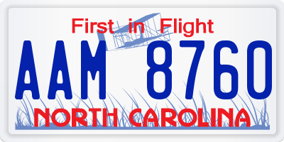 NC license plate AAM8760