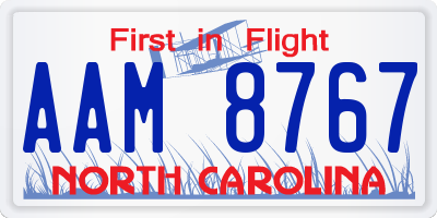 NC license plate AAM8767