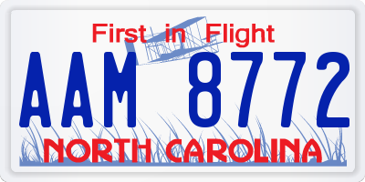 NC license plate AAM8772