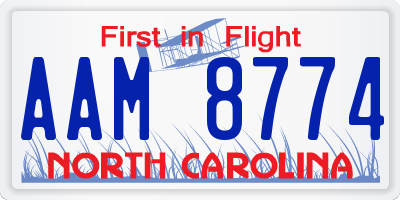 NC license plate AAM8774
