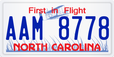 NC license plate AAM8778