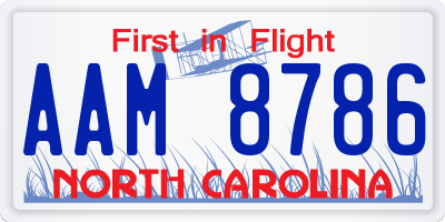 NC license plate AAM8786