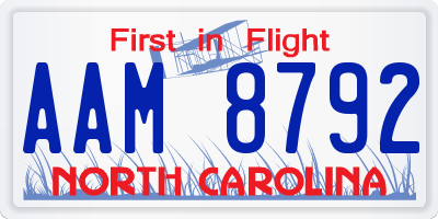 NC license plate AAM8792