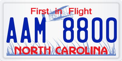 NC license plate AAM8800