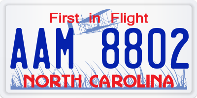 NC license plate AAM8802