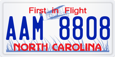NC license plate AAM8808