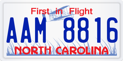 NC license plate AAM8816