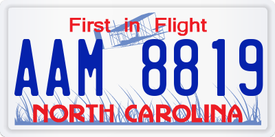 NC license plate AAM8819
