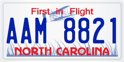 NC license plate AAM8821