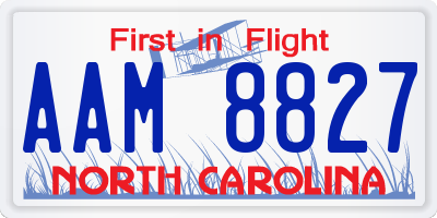 NC license plate AAM8827