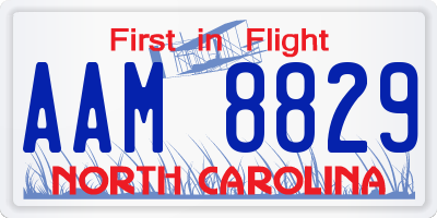 NC license plate AAM8829