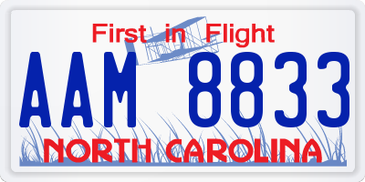 NC license plate AAM8833