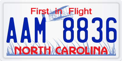 NC license plate AAM8836