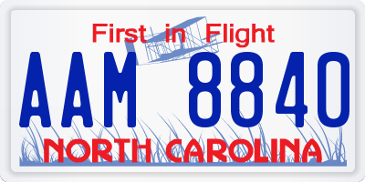 NC license plate AAM8840