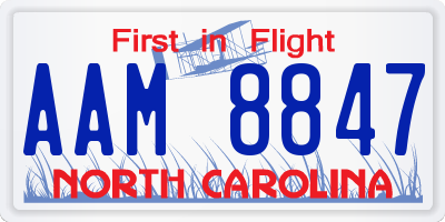 NC license plate AAM8847