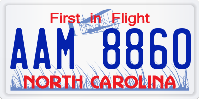 NC license plate AAM8860