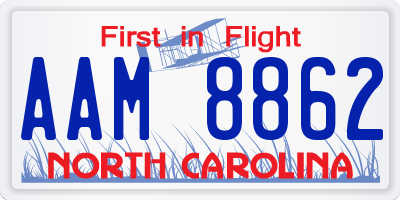 NC license plate AAM8862