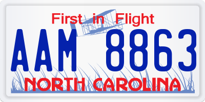 NC license plate AAM8863