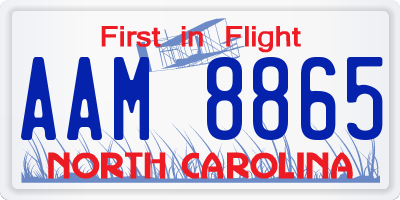 NC license plate AAM8865