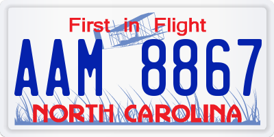 NC license plate AAM8867