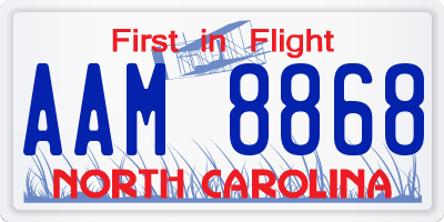 NC license plate AAM8868