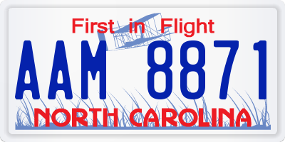NC license plate AAM8871