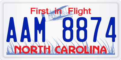 NC license plate AAM8874