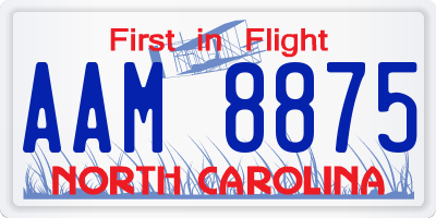 NC license plate AAM8875