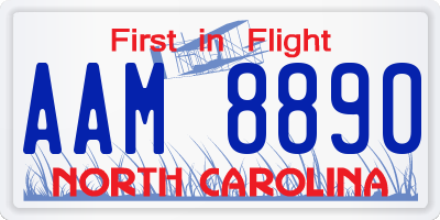 NC license plate AAM8890
