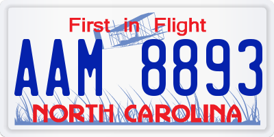 NC license plate AAM8893