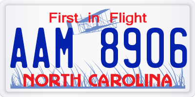 NC license plate AAM8906