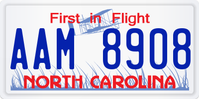 NC license plate AAM8908