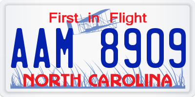 NC license plate AAM8909