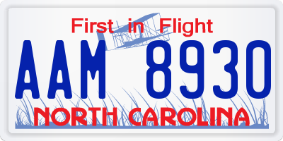 NC license plate AAM8930