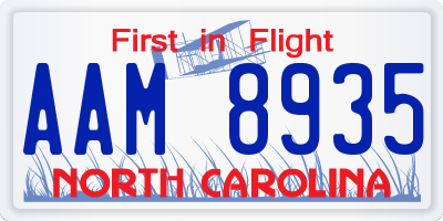 NC license plate AAM8935