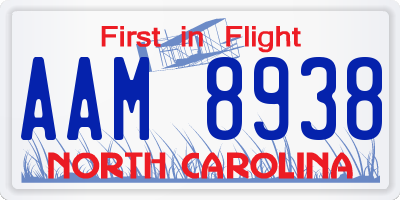 NC license plate AAM8938